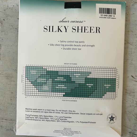 Vintage JCPenney Sheer Caress Silky Sheer new pantyhose navy blue Queen Tall - Picture 6 of 8